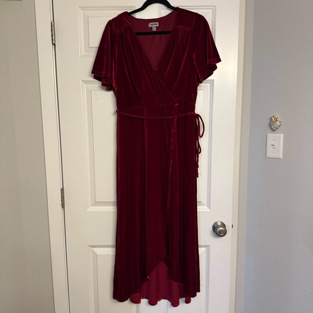 Chelsea28 Velvet Faux Wrap Midi Dress